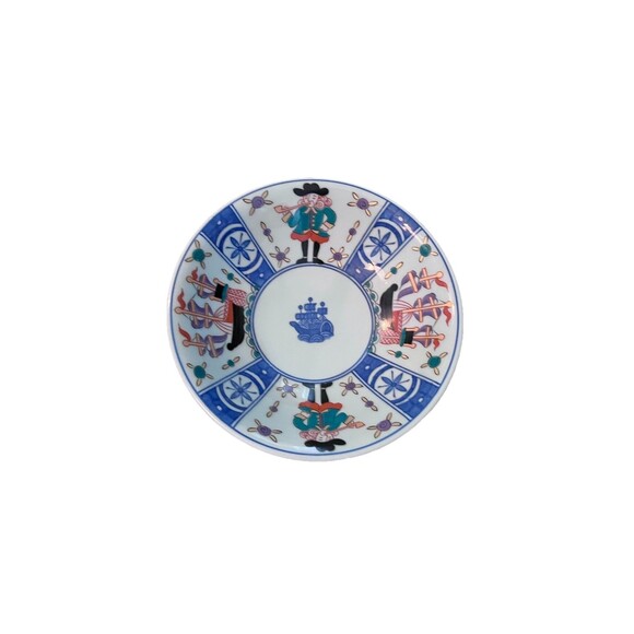 Arita Ware Yamatoku Kilm Meiji Period Gold Nanban Ship Dutch Sailing HandPainted - Picture 1 of 5
